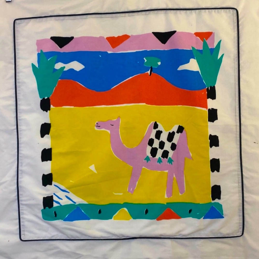 Colorful Desert Camel Palm Tree Pillow Cover